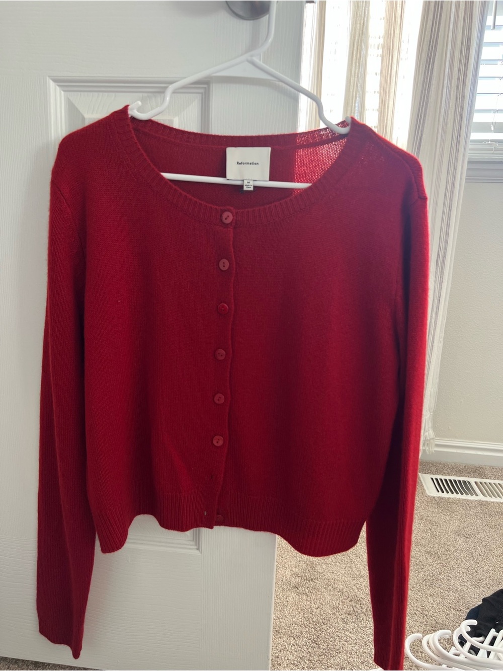 Reformation Red Button-Front Women’s Sweater